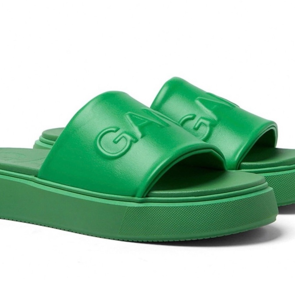 Ganni Green Slide Sandals